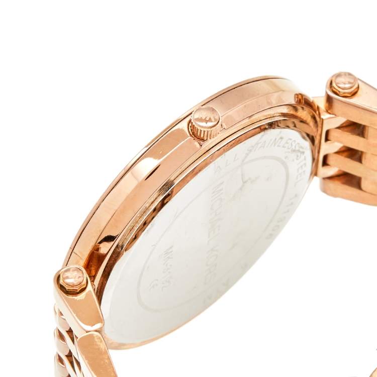 Pre Owned Michael Kors Champagne Rose Gold Plated Stainless Steel Darci MK3192 Women's Wristwatch 38 mm