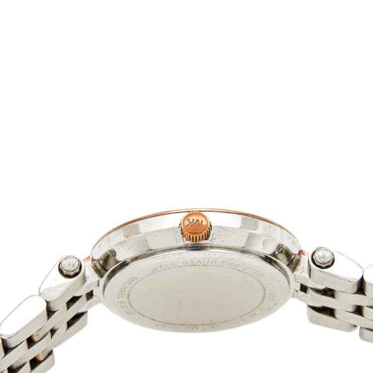 Pre Owned MIchael Kors Silver Two Tone Stainless Steel Petite Darci MK3298 Women's Wristwatch 26 mm