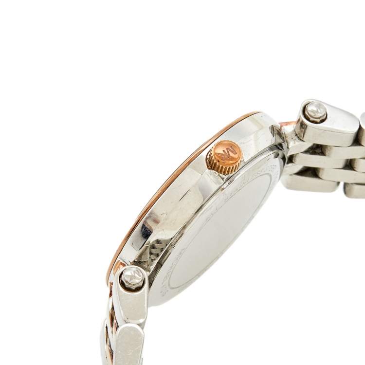 Pre Owned MIchael Kors Silver Two Tone Stainless Steel Petite Darci MK3298 Women's Wristwatch 26 mm