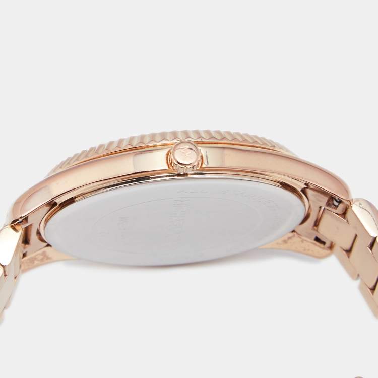 Pre Owned Michael Kors Brown Rose Gold Plated Stainless Steel Blake MK3227 Women's Wristwatch 42 mm