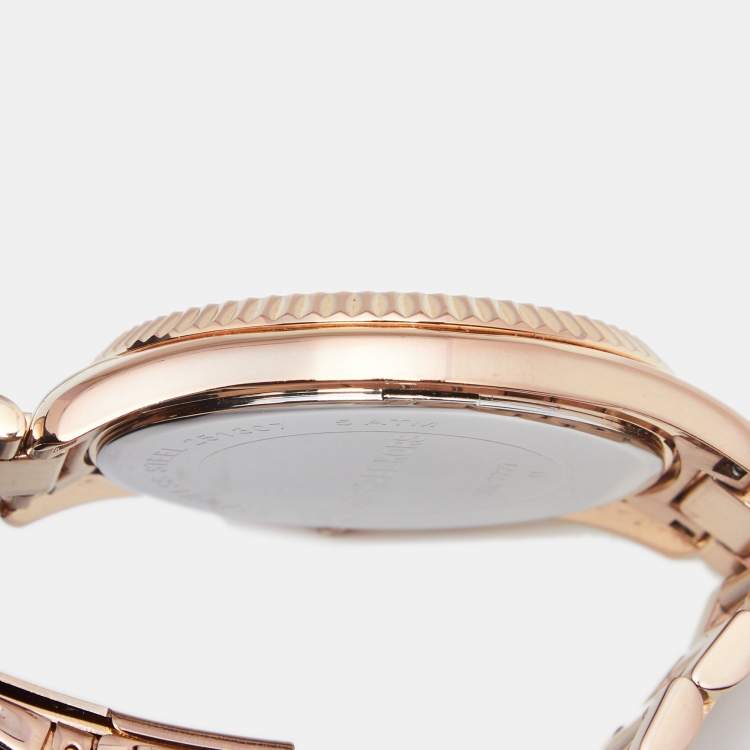 Pre Owned Michael Kors Brown Rose Gold Plated Stainless Steel Blake MK3227 Women's Wristwatch 42 mm