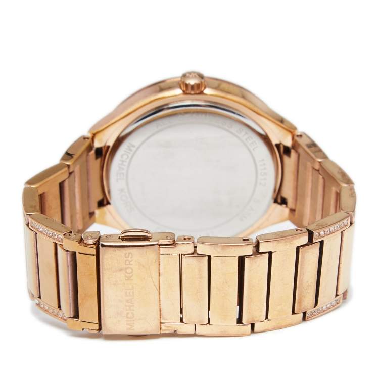 Pre Owned Michael Kors Mother of Pearl Rose Gold Plated Stainless Steel Kerry MK3482 Women's Wristwatch 38 mm