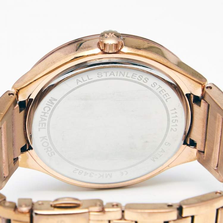Pre Owned Michael Kors Mother of Pearl Rose Gold Plated Stainless Steel Kerry MK3482 Women's Wristwatch 38 mm