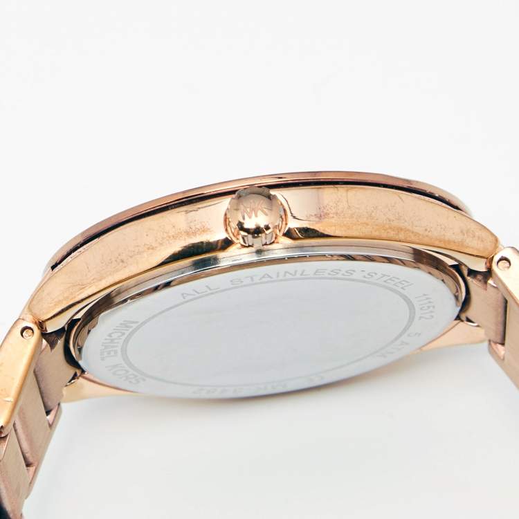 Pre Owned Michael Kors Mother of Pearl Rose Gold Plated Stainless Steel Kerry MK3482 Women's Wristwatch 38 mm