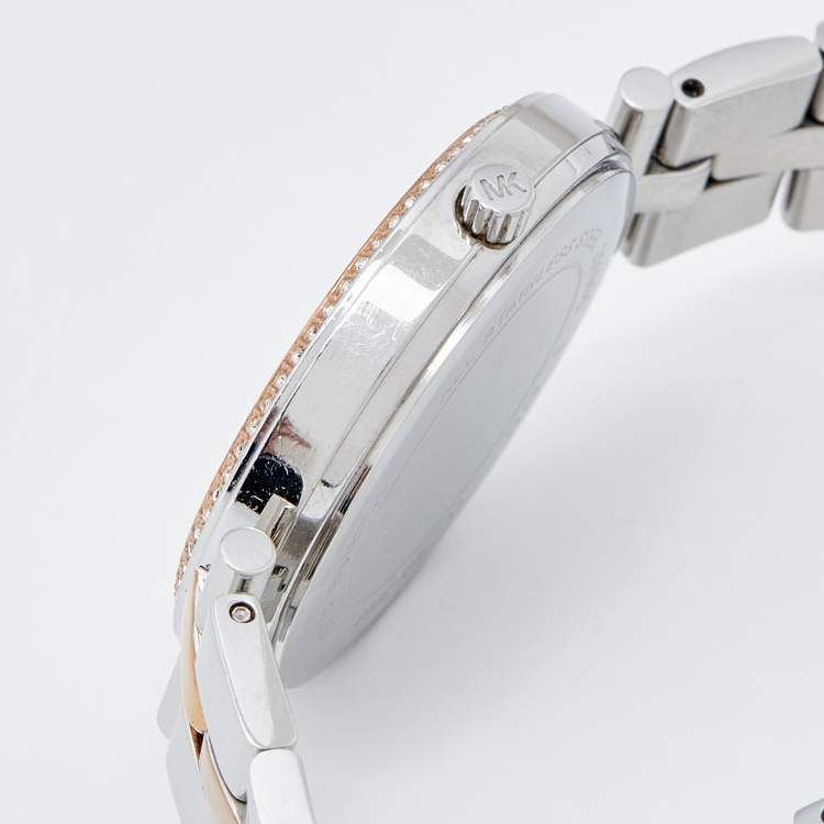 Pre Owned Michael Kors Mother Of Pearl Two-Tone Stainless Steel Maci MK3969 Women's Wristwatch 34 mm