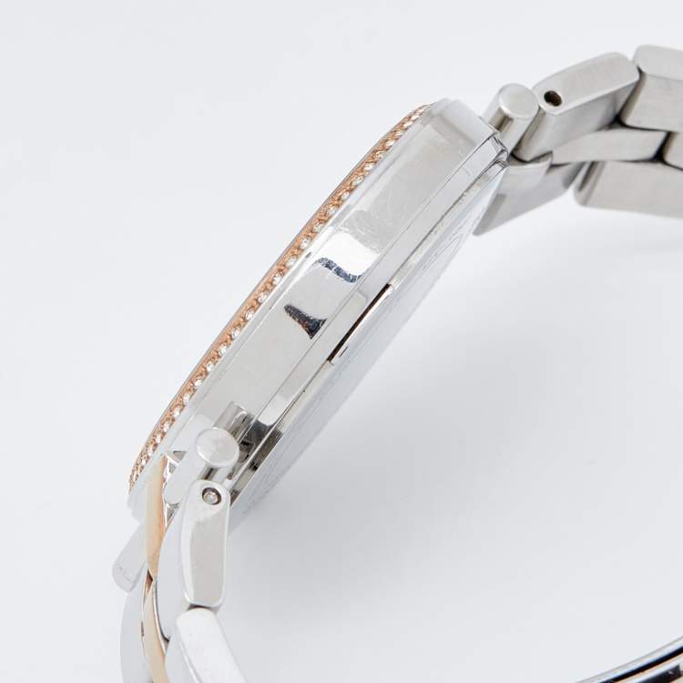 Pre Owned Michael Kors Mother Of Pearl Two-Tone Stainless Steel Maci MK3969 Women's Wristwatch 34 mm