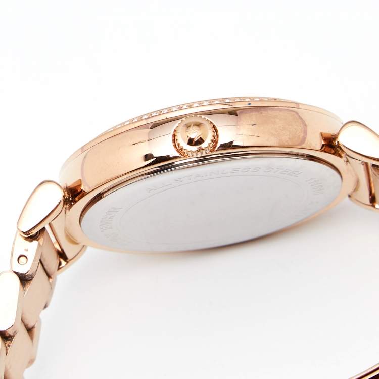 Pre Owned Michael Kors Black Rose Gold Plated Stainless Steel Catlin MK3356 Women's Wristwatch 38 mm