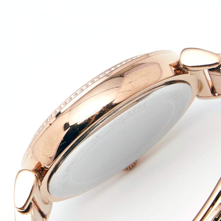 Pre Owned Michael Kors Black Rose Gold Plated Stainless Steel Catlin MK3356 Women's Wristwatch 38 mm