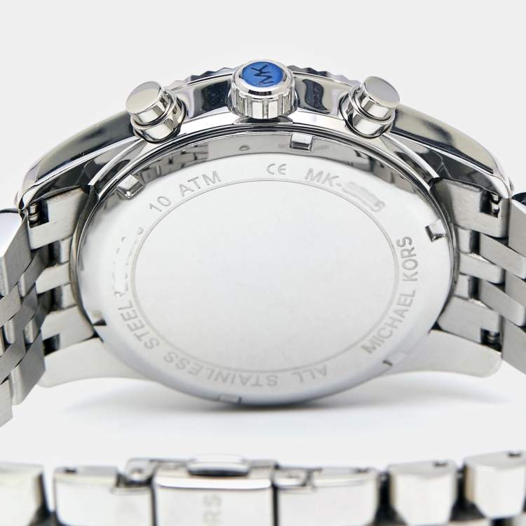 Pre Owned Michael Kors Black Stainless Steel Lexington MK5708 Unisex Wristwatch 38 mm
