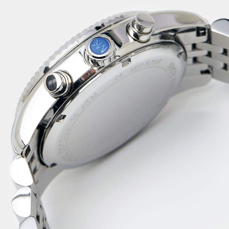 Pre Owned Michael Kors Black Stainless Steel Lexington MK5708 Unisex Wristwatch 38 mm