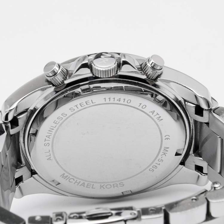 Pre Owned Michael Kors Silver Stainless Steel Crystal MK5165 Women's Wristwatch 39 mm