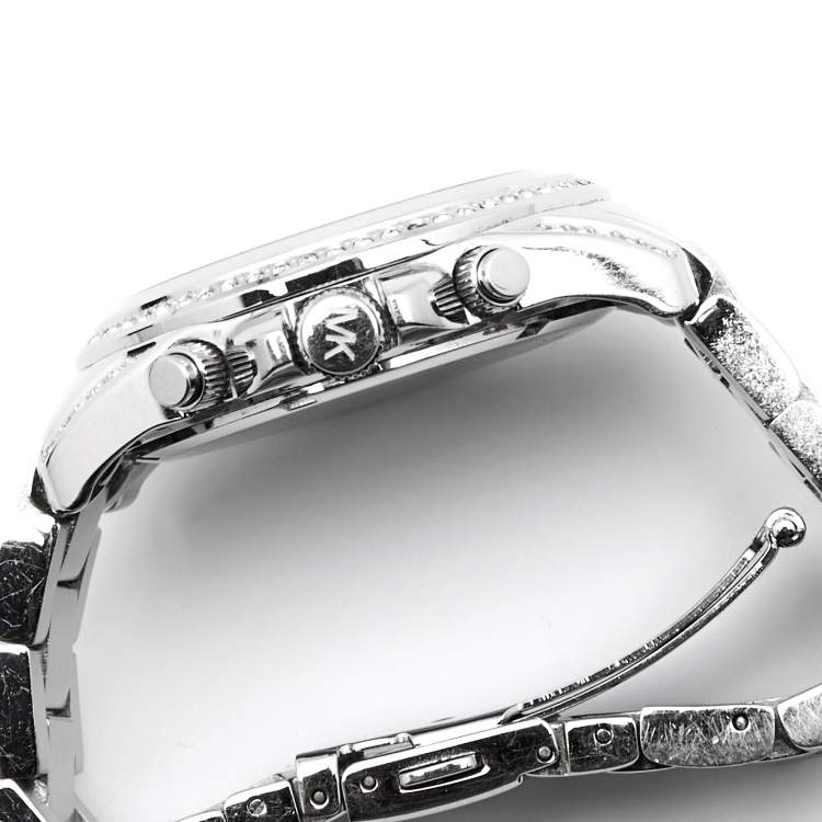 Pre Owned Michael Kors Silver Stainless Steel Crystal MK5165 Women's Wristwatch 39 mm