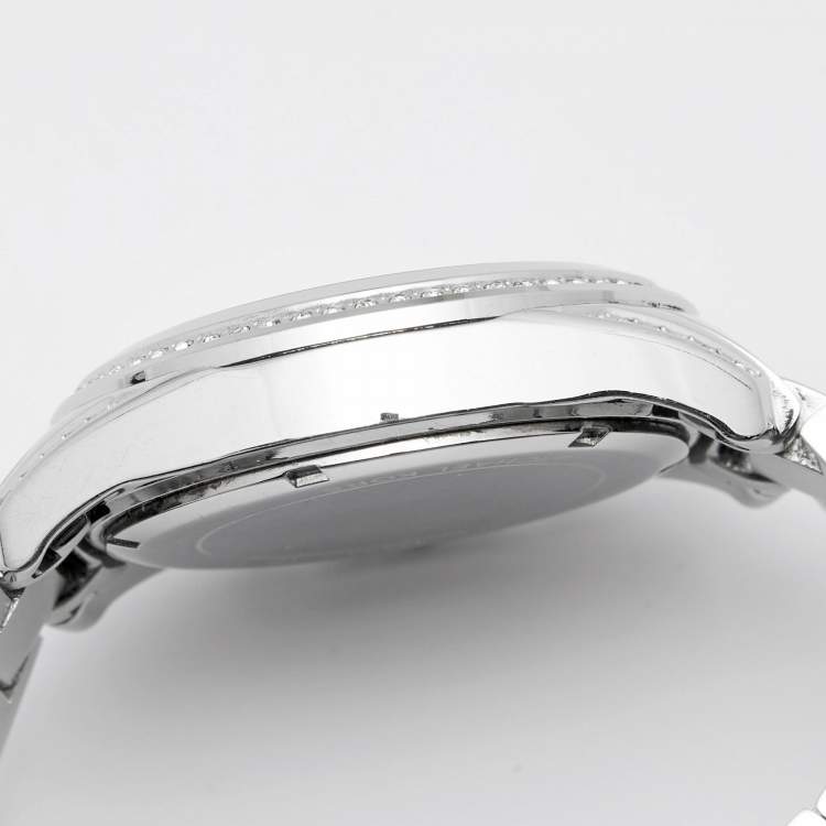 Pre Owned Michael Kors Silver Stainless Steel Crystal MK5165 Women's Wristwatch 39 mm