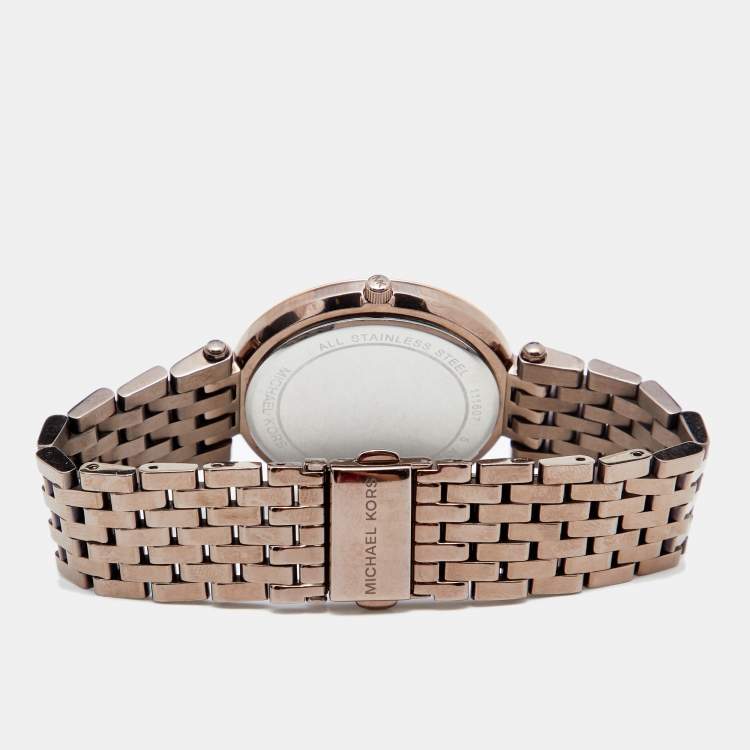 Pre Owned Michael Kors Brown PVD Coated Coated Stainless Steel Darci MK3416 Women's Wristwatch 39 mm