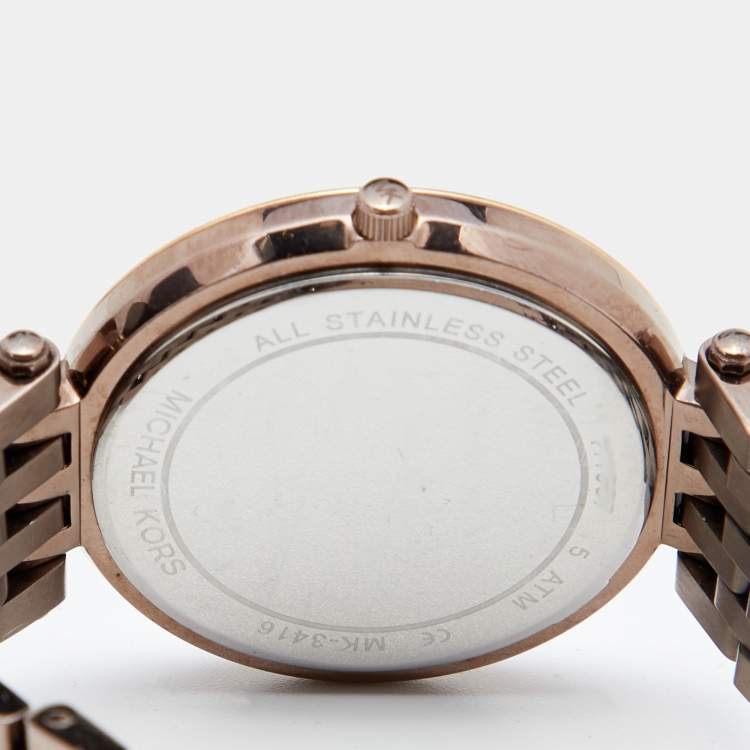 Pre Owned Michael Kors Brown PVD Coated Coated Stainless Steel Darci MK3416 Women's Wristwatch 39 mm