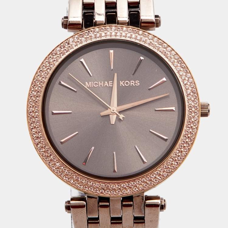 Pre Owned Michael Kors Brown PVD Coated Coated Stainless Steel Darci MK3416 Women's Wristwatch 39 mm