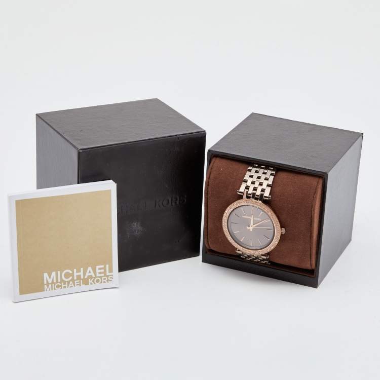 Pre Owned Michael Kors Brown PVD Coated Coated Stainless Steel Darci MK3416 Women's Wristwatch 39 mm