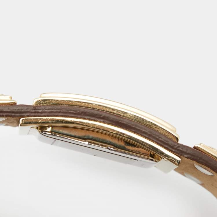 مملوكة مسبقًا Michael Kors Champagne Gold Plated Stainless Steel Leather MK2201 Women's Wristwatch 30 mm