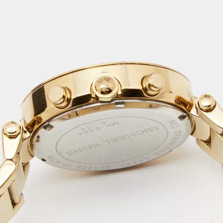 Pre Owned Michael Kors Champagne Gold Plated Stainless Steel Parker MK5354 Women's Wristwatch 39 mm