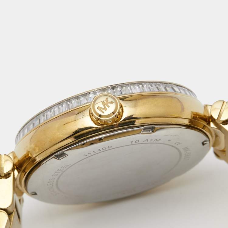 Pre Owned Michael Kors Champagne Gold Plated Stainless Steel Skylar MK5867 Women's Wristwatch 41 mm