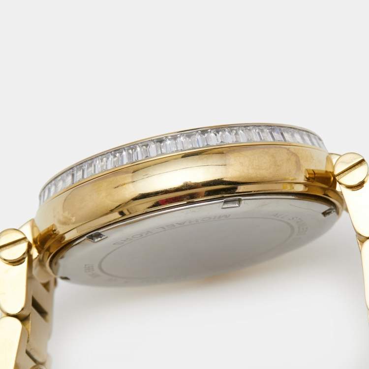 Pre Owned Michael Kors Champagne Gold Plated Stainless Steel Skylar MK5867 Women's Wristwatch 41 mm