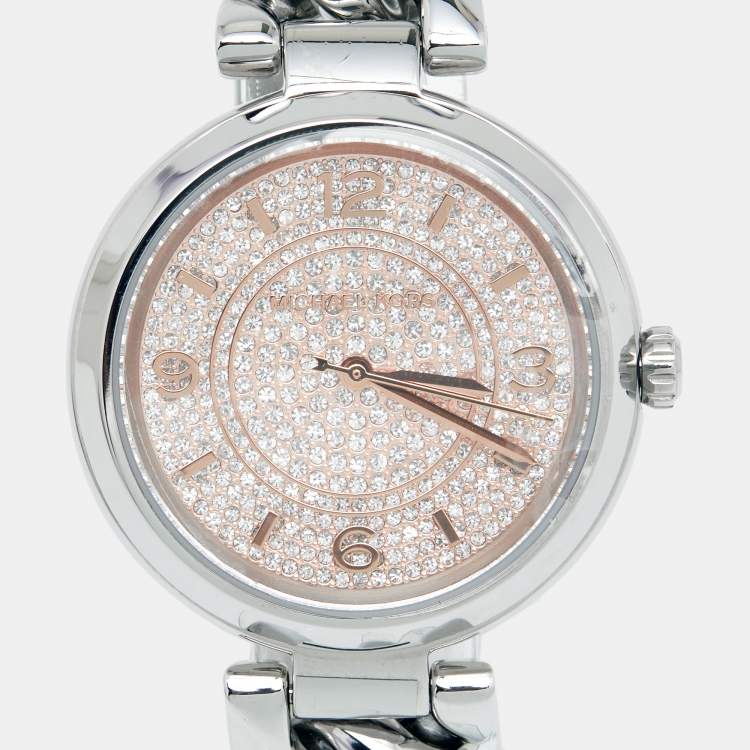 Pre Owned Michael Kors Champagne Stainless Steel MK-3866 Women's Wristwatch 38 mm