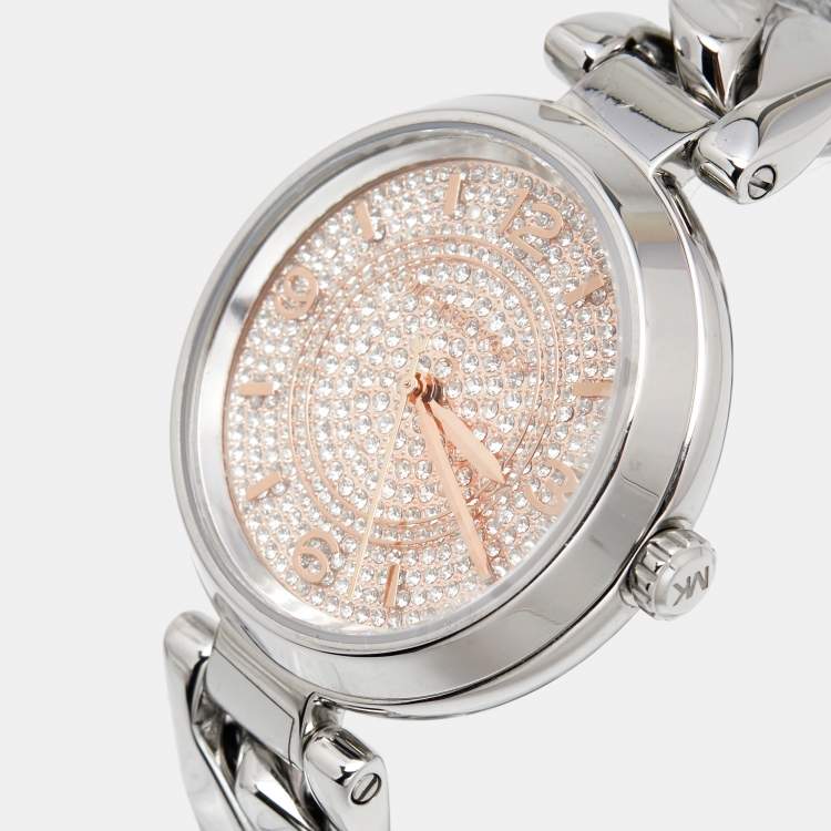 Pre Owned Michael Kors Champagne Stainless Steel MK-3866 Women's Wristwatch 38 mm