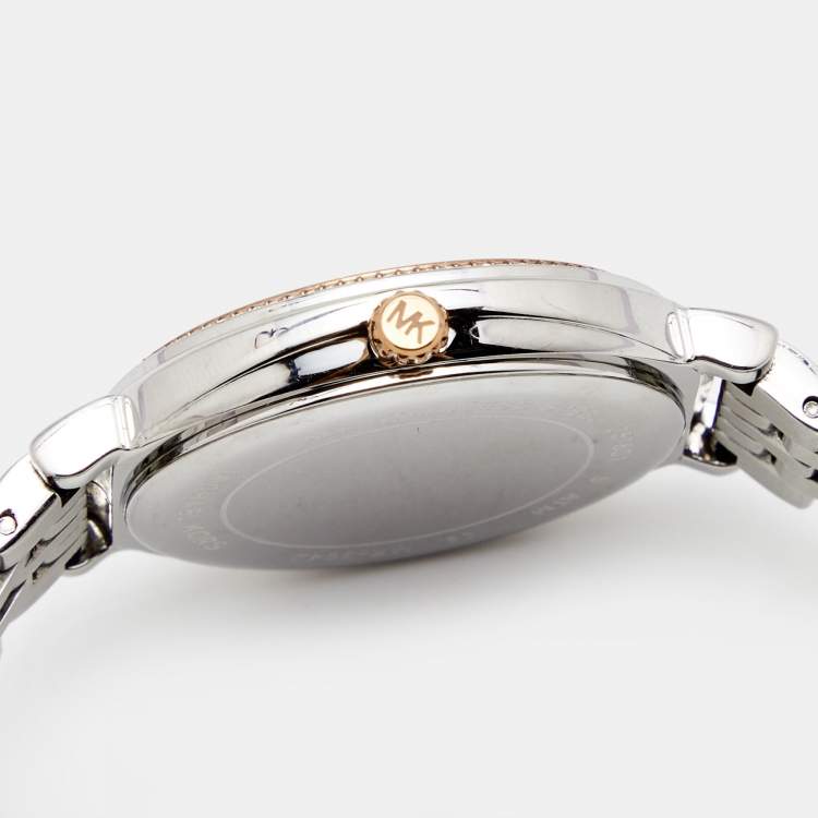 Pre Owned Michael Kors Mother of Pearl Two Tone Stainless Steel Cinthia MK-3642 Women's Wristwatch 33 mm 