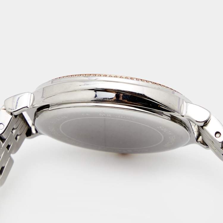 Pre Owned Michael Kors Mother of Pearl Two Tone Stainless Steel Cinthia MK-3642 Women's Wristwatch 33 mm 
