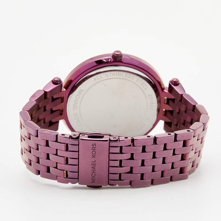 Pre Owned Michael Kors Grey PVD Coated Stainless Steel Darci MK3554 Women's Wristwatch 39 mm 