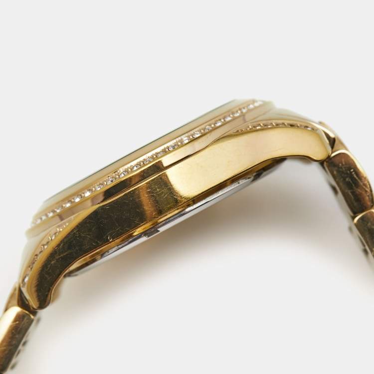 Pre Owned Michael Kors Yellow Gold PVD Coated Stainless Steel Blair MK5166 Unisex Wristwatch 39 mm