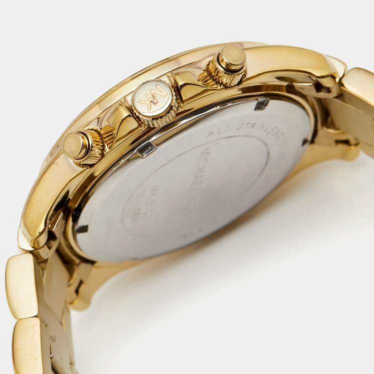 Pre Owned Michael Kors Yellow Gold PVD Coated Stainless Steel Blair MK5166 Unisex Wristwatch 39 mm