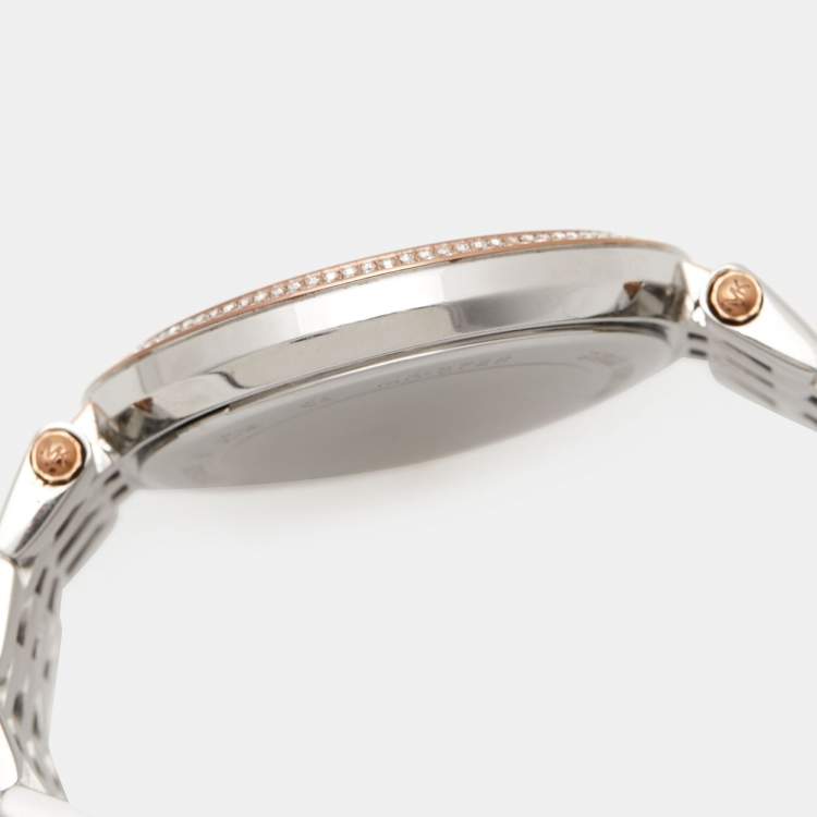 Pre Owned Michael Kors Pink Two-Tone Stainless Steel Darci MK3726 Women's Wristwatch 39 mm
