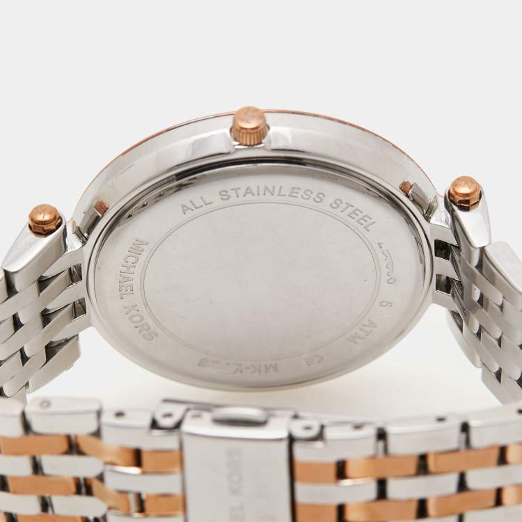 Pre Owned Michael Kors Pink Two-Tone Stainless Steel Darci MK3726 Women's Wristwatch 39 mm