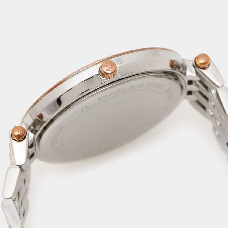 Pre Owned Michael Kors Pink Two-Tone Stainless Steel Darci MK3726 Women's Wristwatch 39 mm