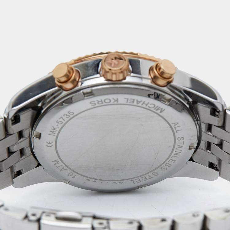 Pre Owned Michael Kors Silver Tri-Tone Stainless Steel Lexington MK5735 Women's Wristwatch 38 mm