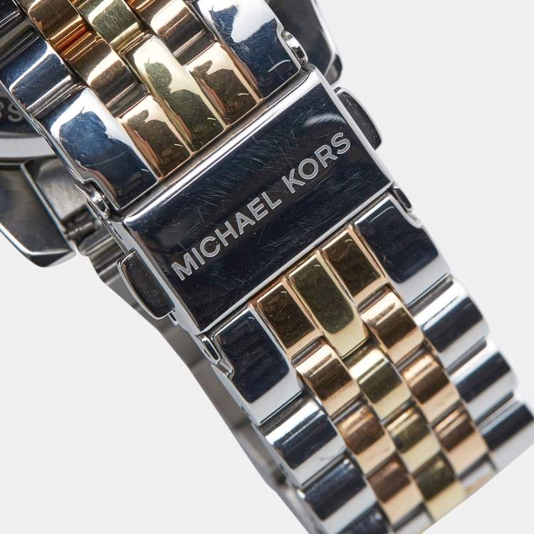 Pre Owned Michael Kors Silver Tri-Tone Stainless Steel Lexington MK5735 Women's Wristwatch 38 mm