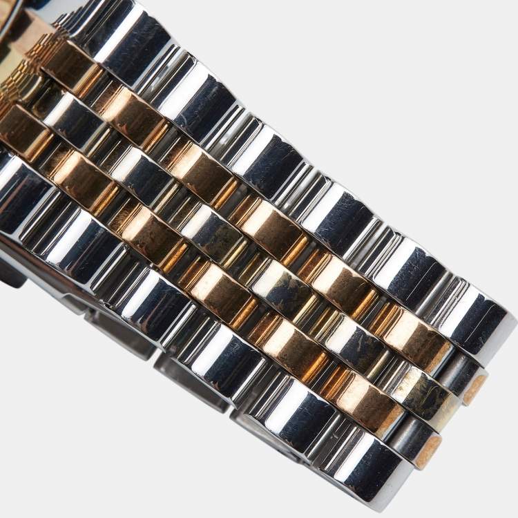 Pre Owned Michael Kors Silver Tri-Tone Stainless Steel Lexington MK5735 Women's Wristwatch 38 mm