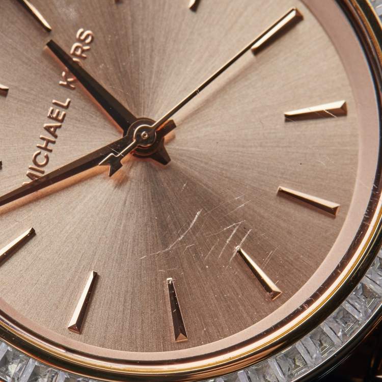 Pre Owned Michael Kors Rose Gold Plated Stainless Steel Darci MK3366 Women's Wristwatch 33 mm
