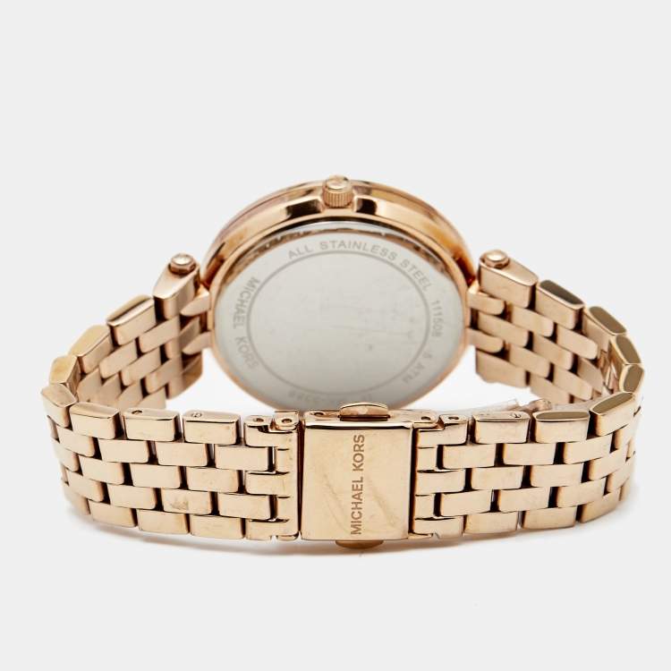 Pre Owned Michael Kors Rose Gold Plated Stainless Steel Darci MK3366 Women's Wristwatch 33 mm