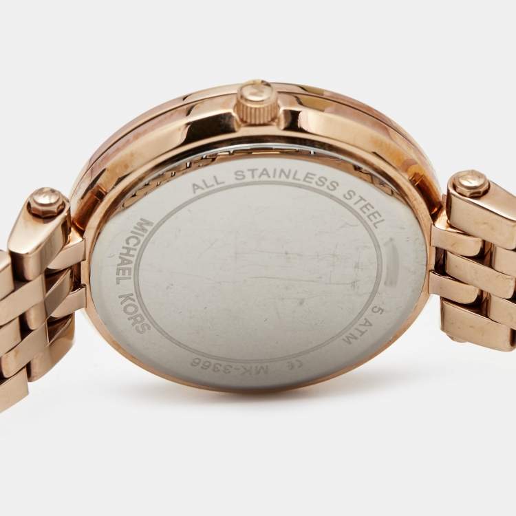 Pre Owned Michael Kors Rose Gold Plated Stainless Steel Darci MK3366 Women's Wristwatch 33 mm
