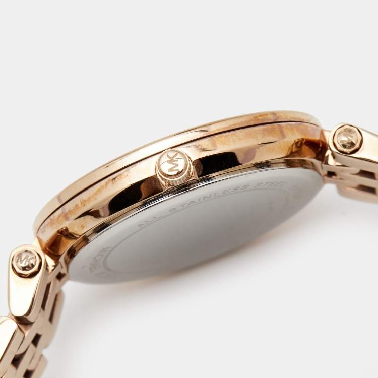Pre Owned Michael Kors Rose Gold Plated Stainless Steel Darci MK3366 Women's Wristwatch 33 mm