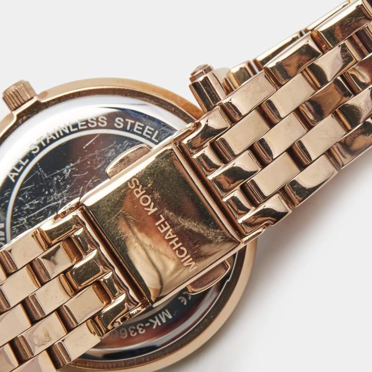 Pre Owned Michael Kors Rose Gold Plated Stainless Steel Darci MK3366 Women's Wristwatch 33 mm
