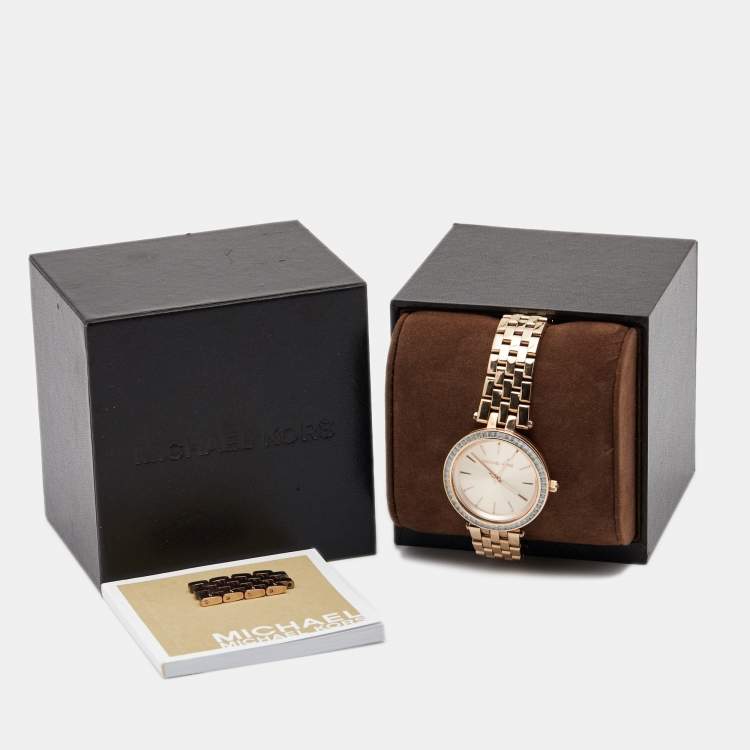 Pre Owned Michael Kors Rose Gold Plated Stainless Steel Darci MK3366 Women's Wristwatch 33 mm