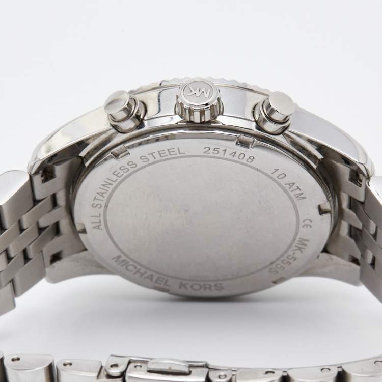 Pre Owned Michael Kors Silver Stainless Steel Lexington MK5555 Women's Wristwatch 38 mm