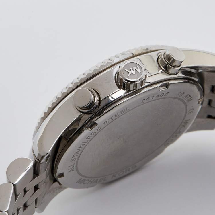 Pre Owned Michael Kors Silver Stainless Steel Lexington MK5555 Women's Wristwatch 38 mm