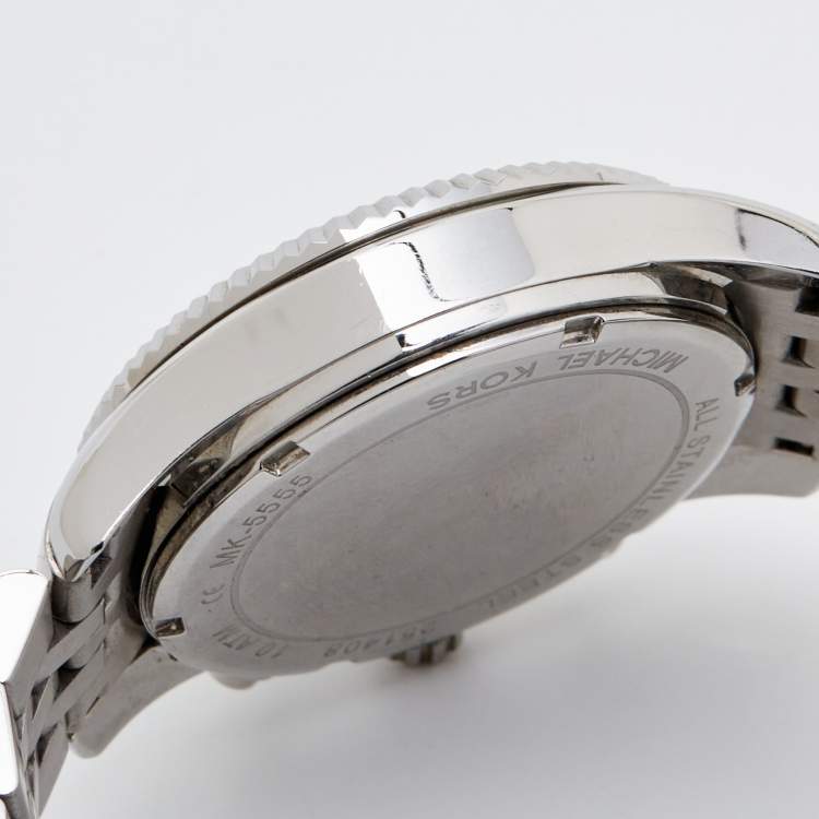 Pre Owned Michael Kors Silver Stainless Steel Lexington MK5555 Women's Wristwatch 38 mm