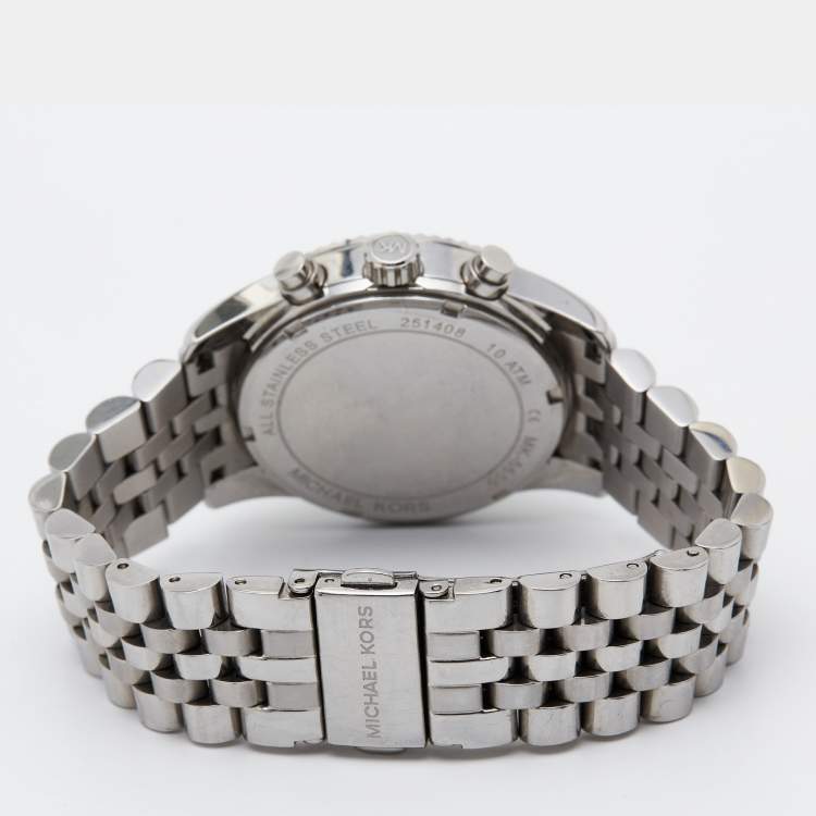 Pre Owned Michael Kors Silver Stainless Steel Lexington MK5555 Women's Wristwatch 38 mm