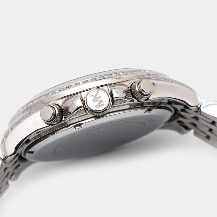 Pre Owned Michael Kors White Stainless Steel Pressley MK5863 Women's Wristwatch 39 mm