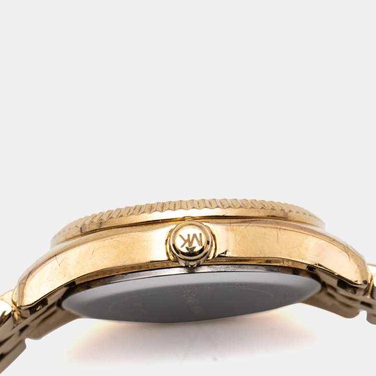 Pre Owned Michael Kors Blue Gold Plated Stainless Steel Lexington MK3271 Women's Wristwatch 26 mm